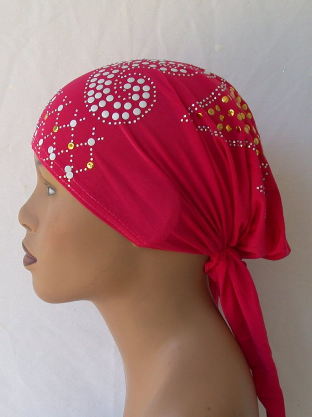 Pink Chemo Stud Fashion Cap Slip On Bonnet Hijab Undercap #1